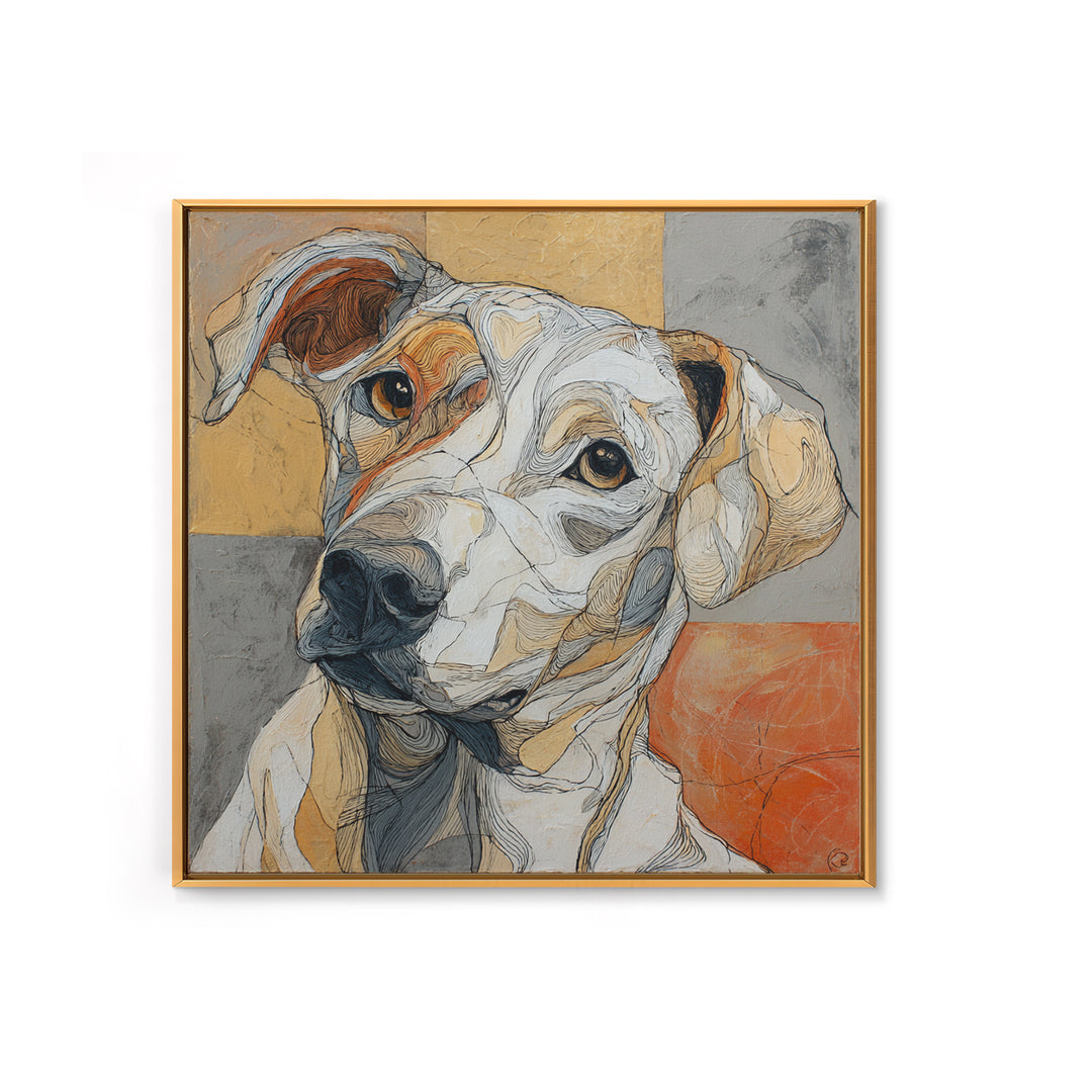 Continuous Line Dog Portrait Framed Canvas Print, Line Art, Contemporary Art, Living Room Decor, Fine Art, Line, Boho Wall Art, LIN-1x1-37