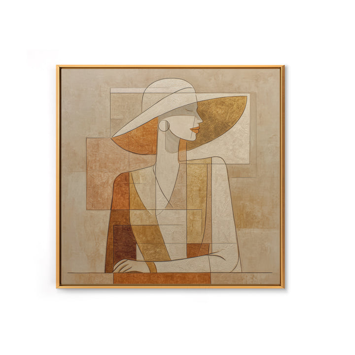 Line Drawing of a Woman Framed Canvas Print, Line Art, Portrait from Photo, Living Room Decor, Fine Art, Line, Luxury Decor, LIN-1x1-43