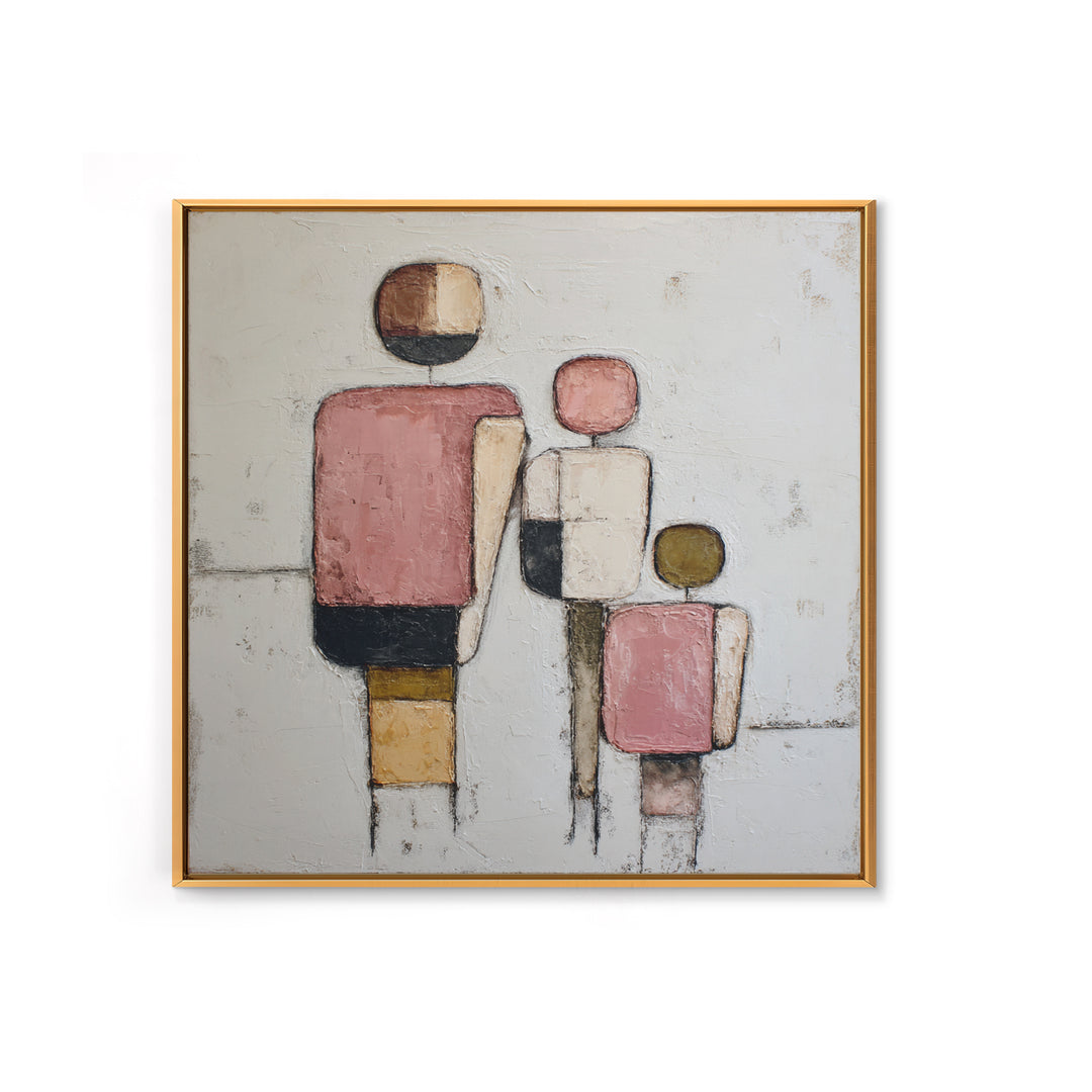 Abstract Family Figures Framed Canvas Print, Line Art, Decor, Living Room Decor, Fine Art, Line, Living Room Wall Art, LIN-1x1-48