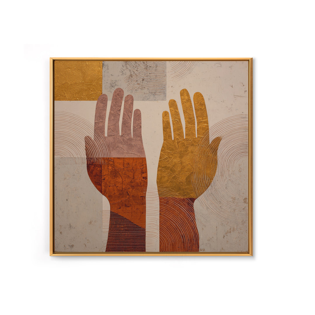 Two Hands Nearly Touching Framed Canvas Print, Line Art, Wall Decor, Living Room Decor, Abstract Art, Line, Boho Decor, LIN-1x1-53