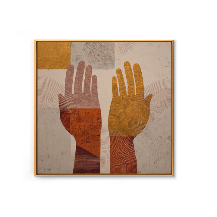 Two Hands Nearly Touching Framed Canvas Print, Line Art, Wall Decor, Living Room Decor, Abstract Art, Line, Boho Decor, LIN-1x1-53