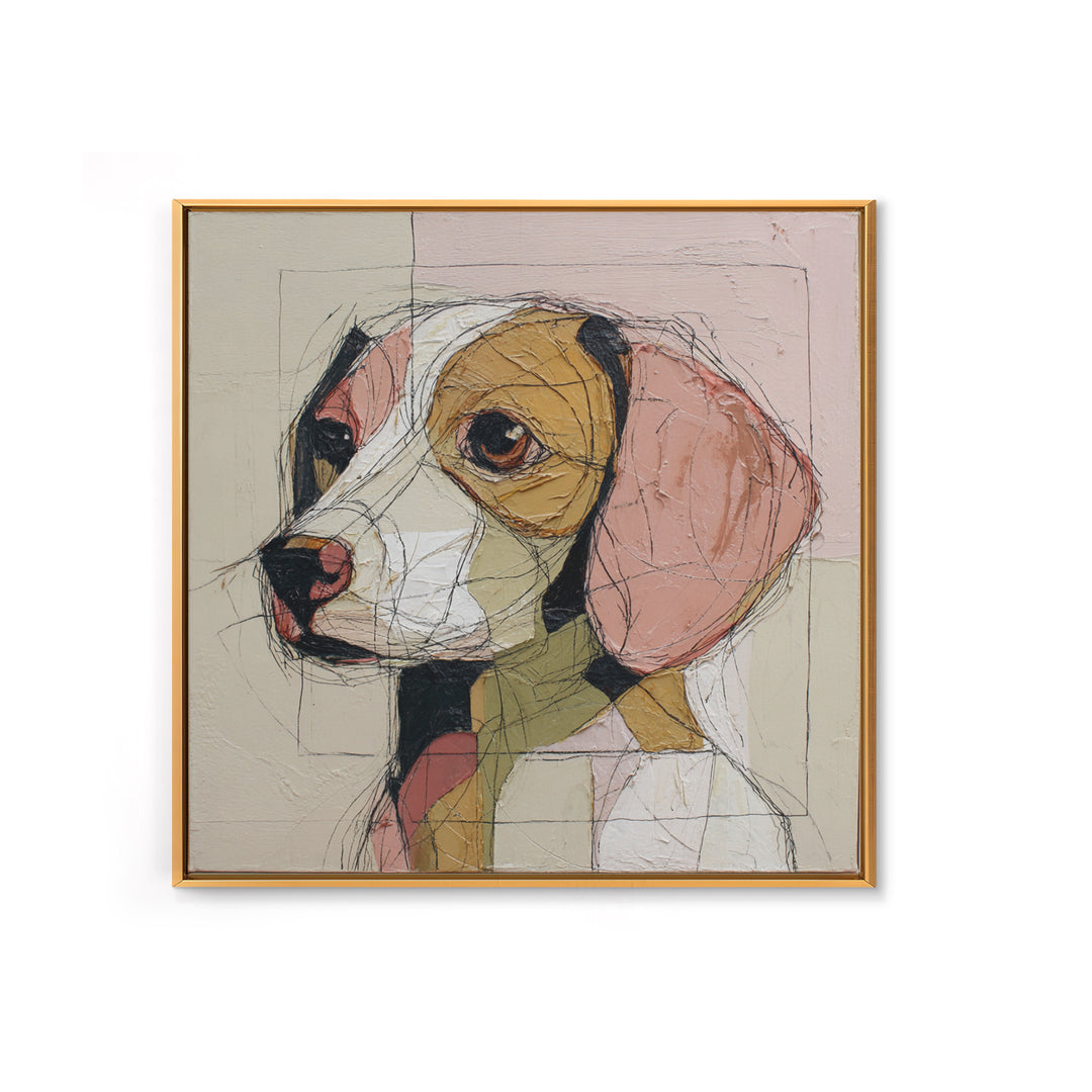 Continuous Line Dog Portrait Framed Canvas Print, Line Art, Contemporary Art, Living Room Decor, Fine Art, Line, Boho Wall Art, LIN-1x1-61