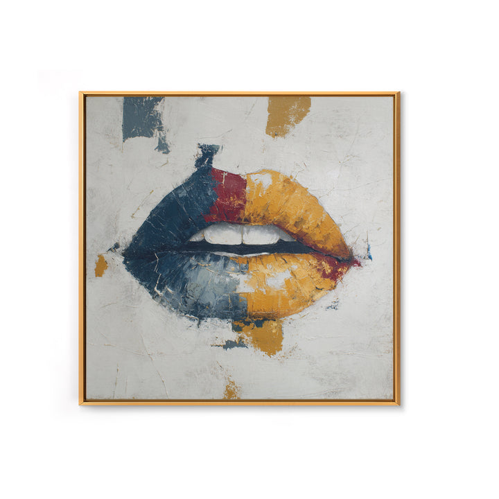Abstract Lips and Hand Fashion Sketch Framed Canvas Print, Line Art, Aesthetic Prints, Living Room Decor, Fine Art, Line, LIN-1x1-66