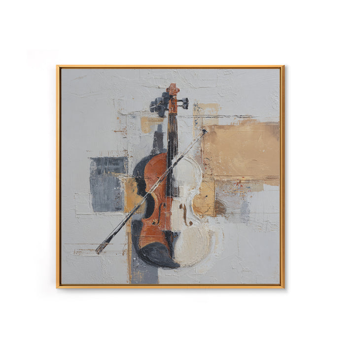 Single Line Violin and Bow Framed Canvas Print, Line Art, Aesthetic Prints, Living Room Decor, Abstract Art, Line, Wall Art, LIN-1x1-71