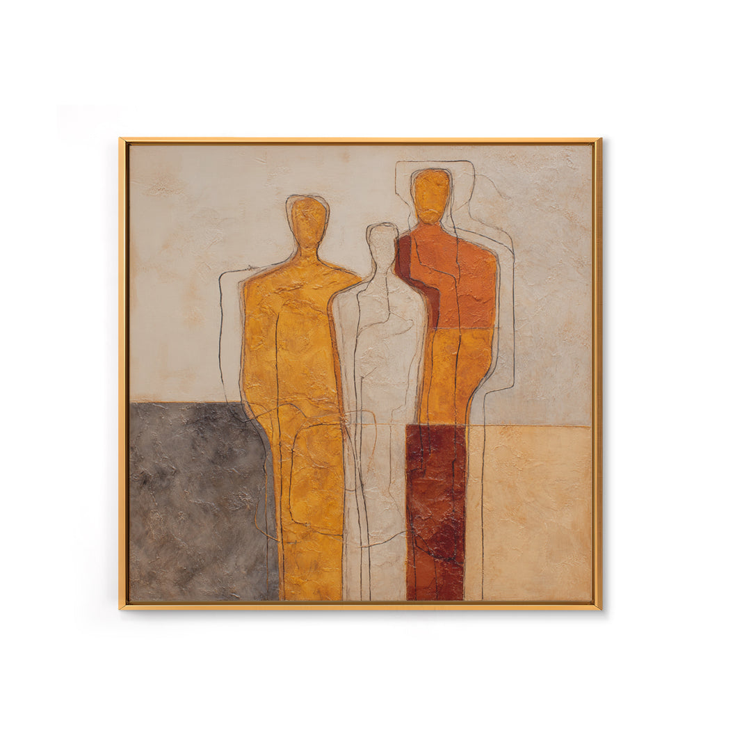 Abstract Family Figures Framed Canvas Print, Line Art, Digital Wall Art, Living Room Decor, Fine Art, Line, Minimalist Wall Art, LIN-1x1-96