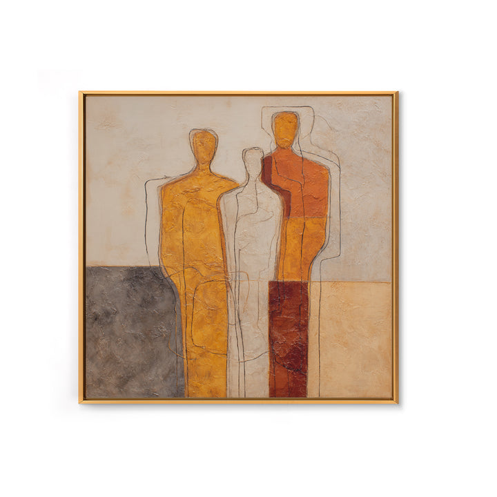 Abstract Family Figures Framed Canvas Print, Line Art, Digital Wall Art, Living Room Decor, Fine Art, Line, Minimalist Wall Art, LIN-1x1-96