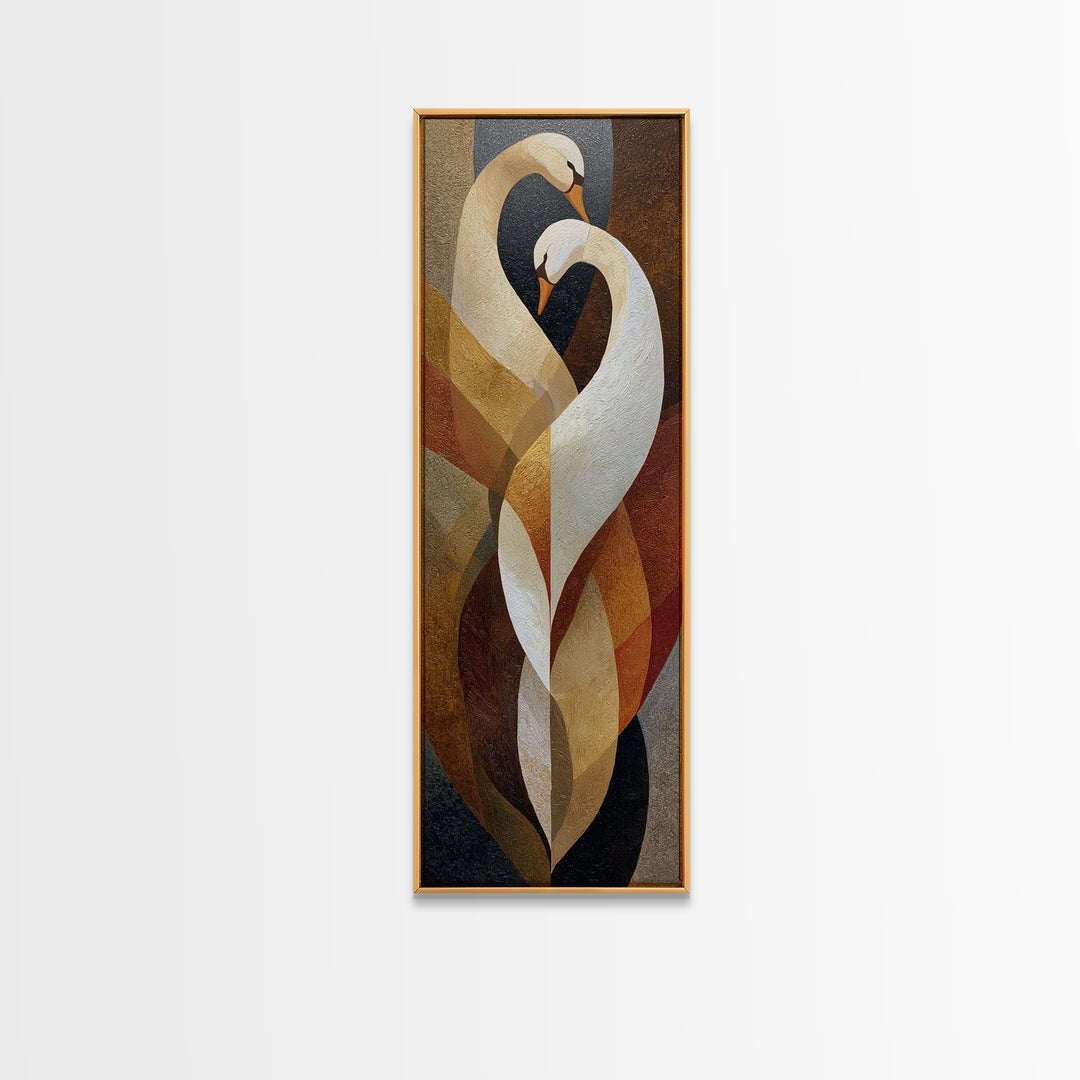 Two Swans Forming a Heart Shape Canvas Print, Line Art, Luxury Decor, Living Room Decor, Fine Art, Line, Printable, LIN-1x3-100