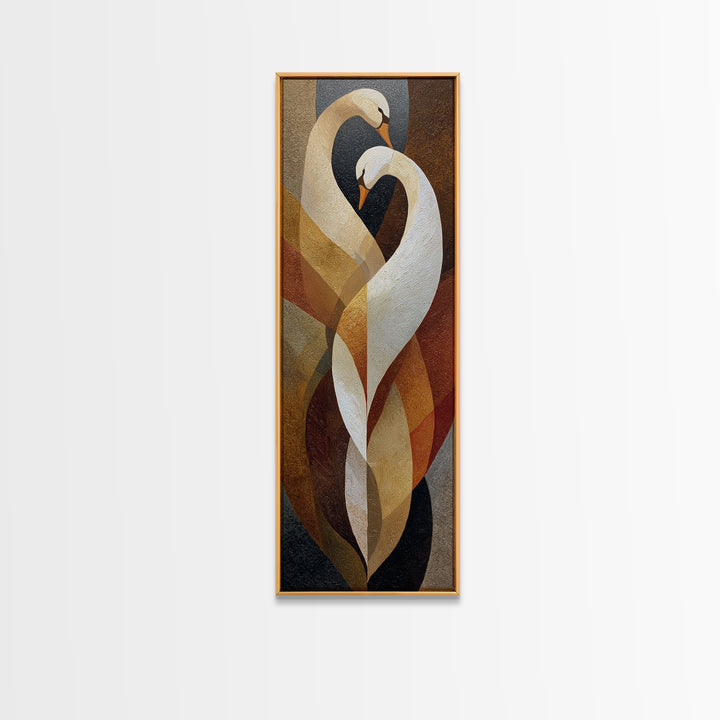 Two Swans Forming a Heart Shape Canvas Print, Line Art, Luxury Decor, Living Room Decor, Fine Art, Line, Printable, LIN-1x3-100