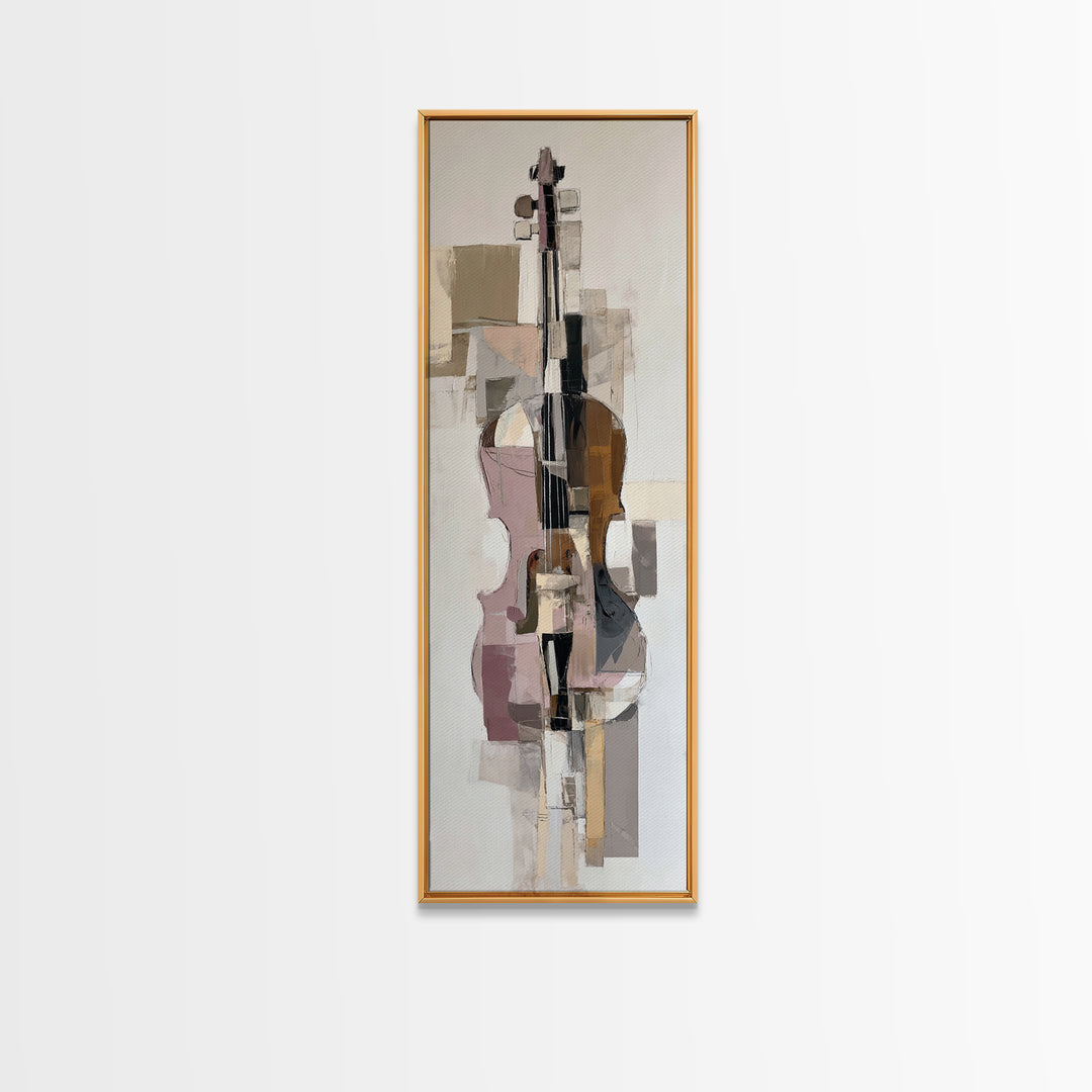 Single Line Violin and Bow Canvas Print, Line Art, Minimalist Wall Art, Living Room Decor, Fine Art, Line, Fine Art Print, LIN-1x3-11