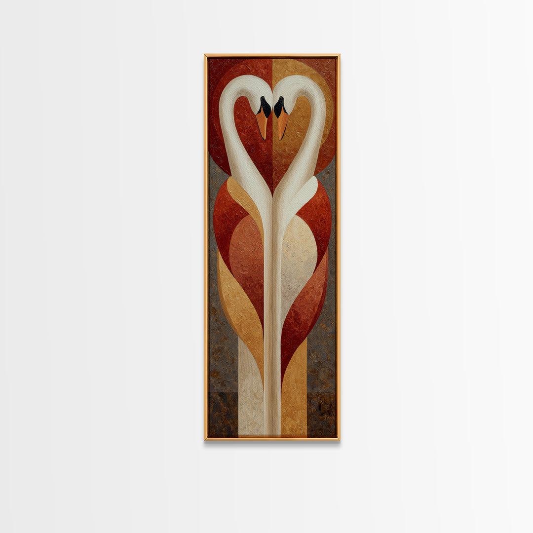 Two Swans Forming a Heart Shape Canvas Print, Line Art, Wall Art Print, Living Room Decor, Abstract Art, Line, Gallery Wall Set, LIN-1x3-28