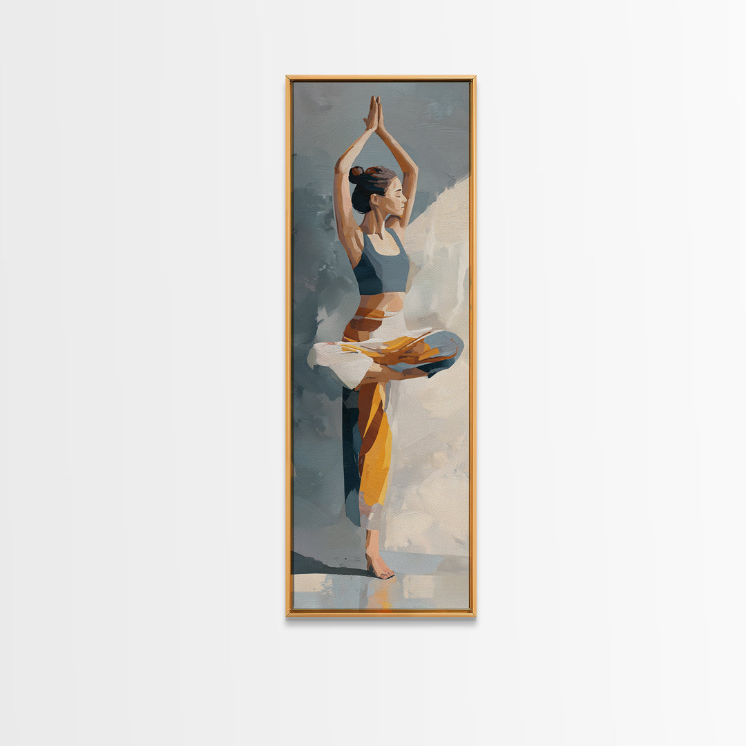 Single Line Yoga Pose Framed Canvas Print, Line Art, Decor, Living Room Decor, Abstract Art, Line, Living Room Wall Art, LIN-1x3-29