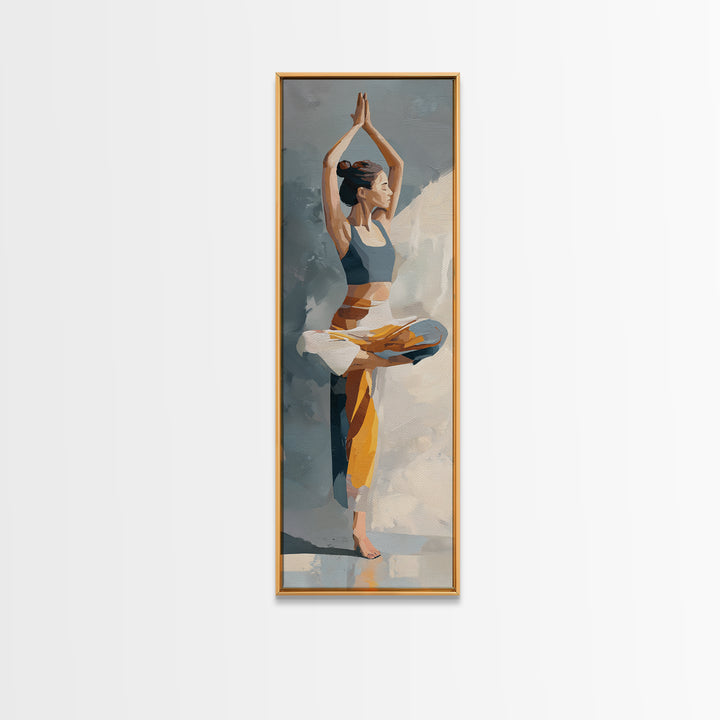 Single Line Yoga Pose Framed Canvas Print, Line Art, Decor, Living Room Decor, Abstract Art, Line, Living Room Wall Art, LIN-1x3-29