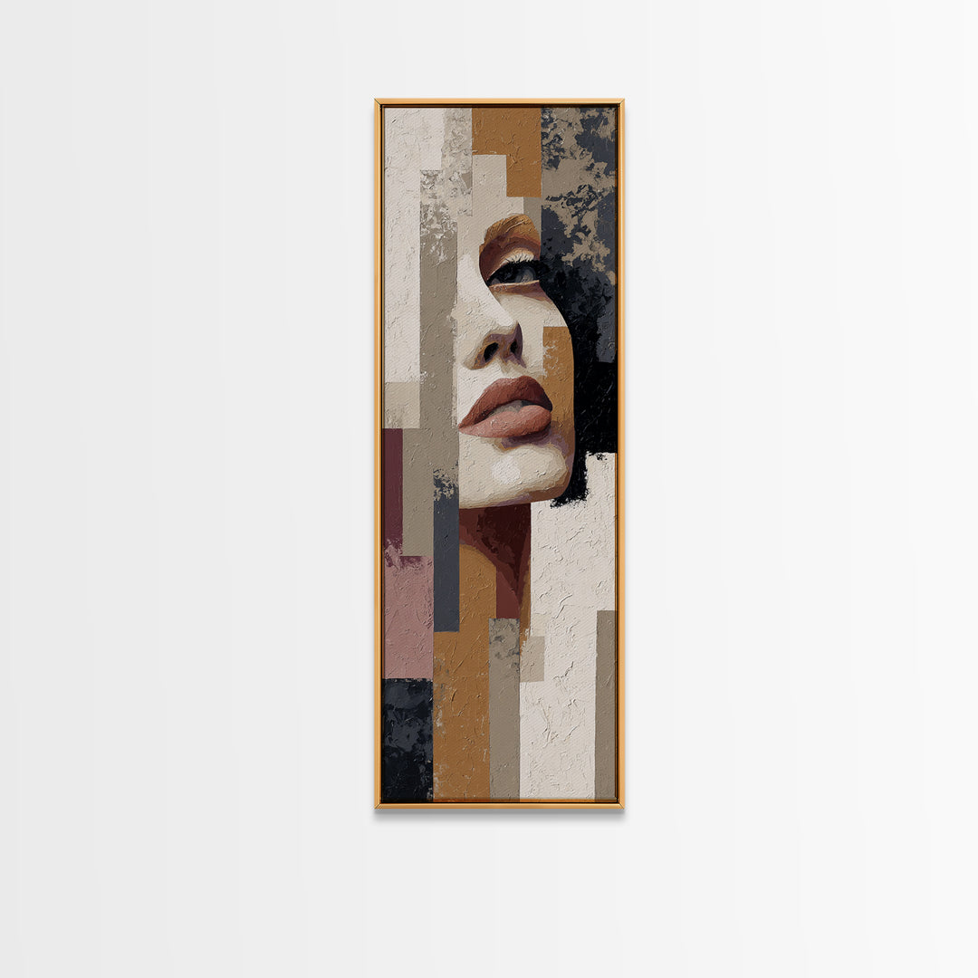 Abstract Lips and Hand Fashion Sketch Framed Canvas Print, Line Art, Statement Artwork, Living Room Decor, Abstract Art, Line, LIN-1x3-30