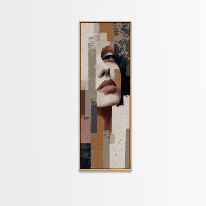 Abstract Lips and Hand Fashion Sketch Framed Canvas Print, Line Art, Statement Artwork, Living Room Decor, Abstract Art, Line, LIN-1x3-30