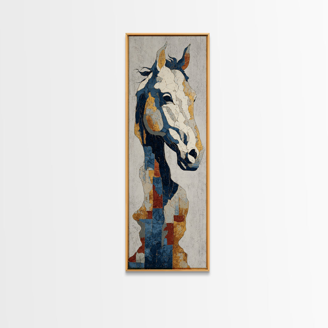 Abstract Horse Formed from Graceful Contour Framed Canvas Print, Line Art, Black and White Art, Living Room Decor, Abstract Art, LIN-1x3-64