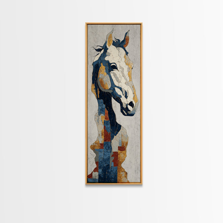 Abstract Horse Formed from Graceful Contour Framed Canvas Print, Line Art, Black and White Art, Living Room Decor, Abstract Art, LIN-1x3-64