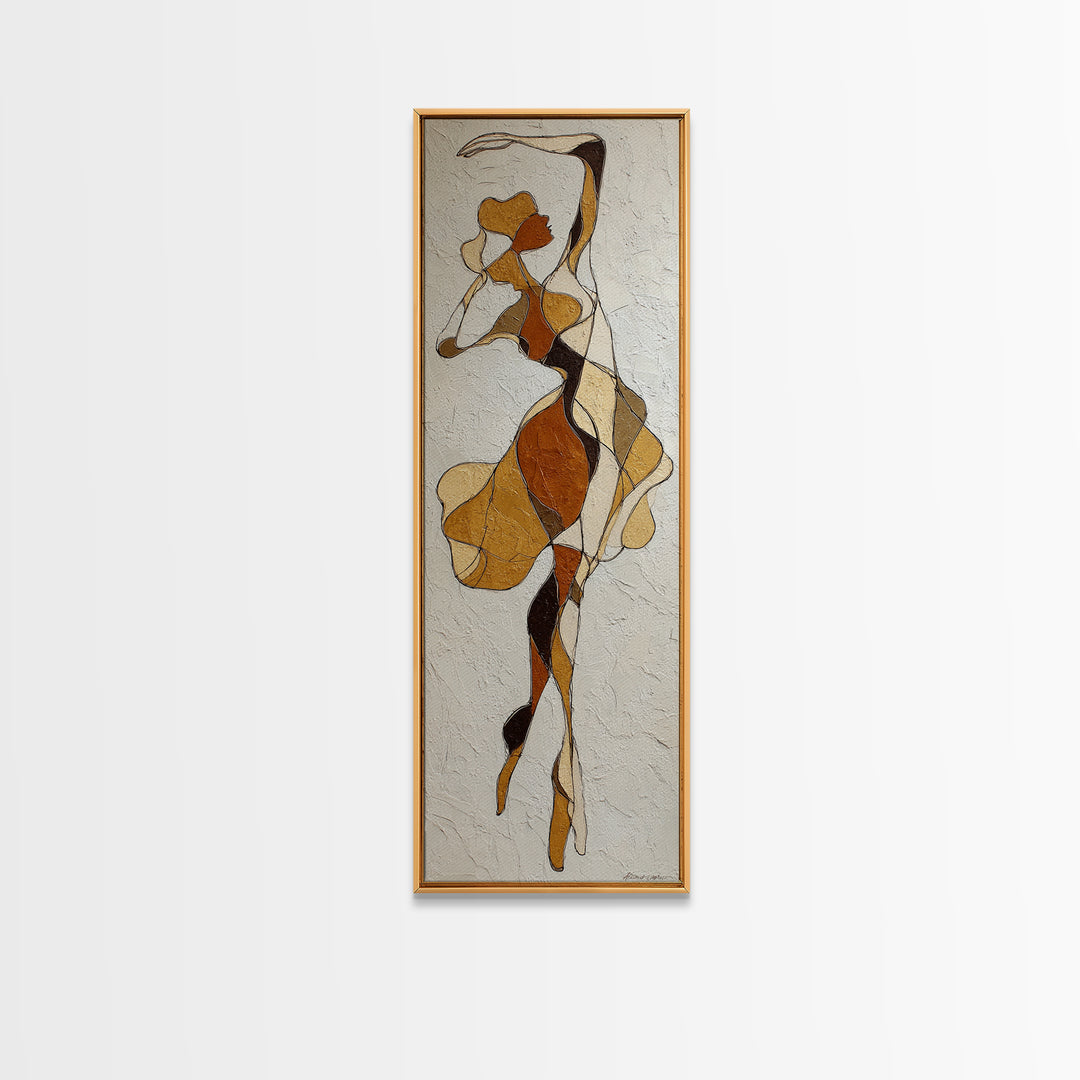 Continuous Line Dancer Framed Canvas Print, Line Art, Decor, Living Room Decor, Fine Art, Line, Living Room Wall Art, LIN-1x3-91