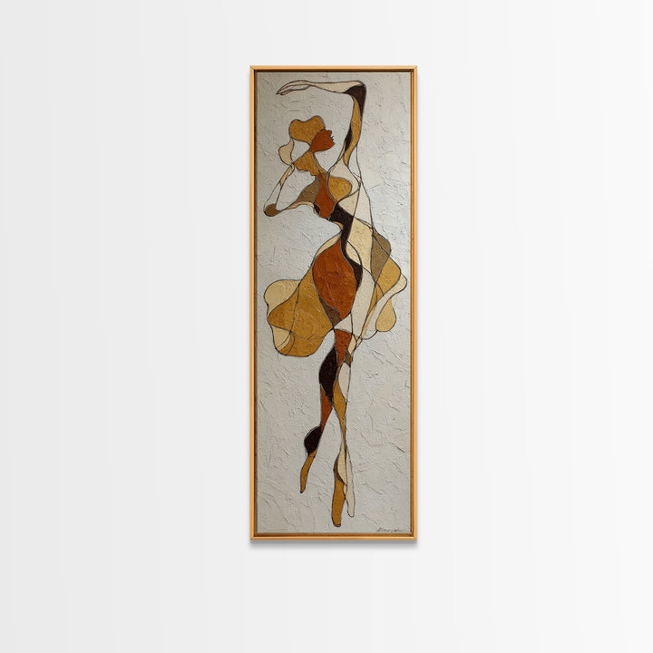 Continuous Line Dancer Framed Canvas Print, Line Art, Decor, Living Room Decor, Fine Art, Line, Living Room Wall Art, LIN-1x3-91