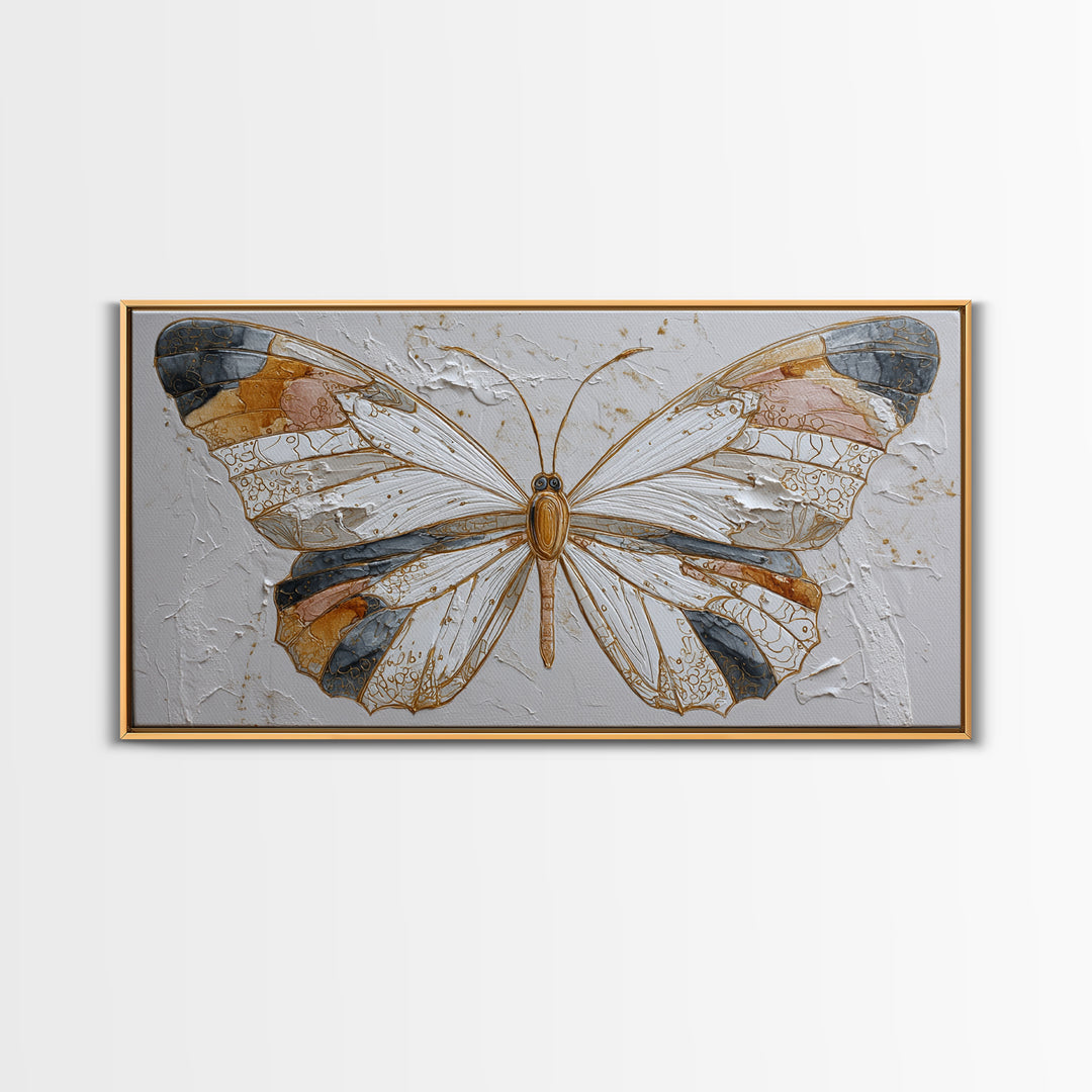 Line Art Butterfly Framed Canvas Print, Line Art, Wall Art, Living Room Decor, Abstract Art, Line, Wall Art Print, LIN-2x1-18