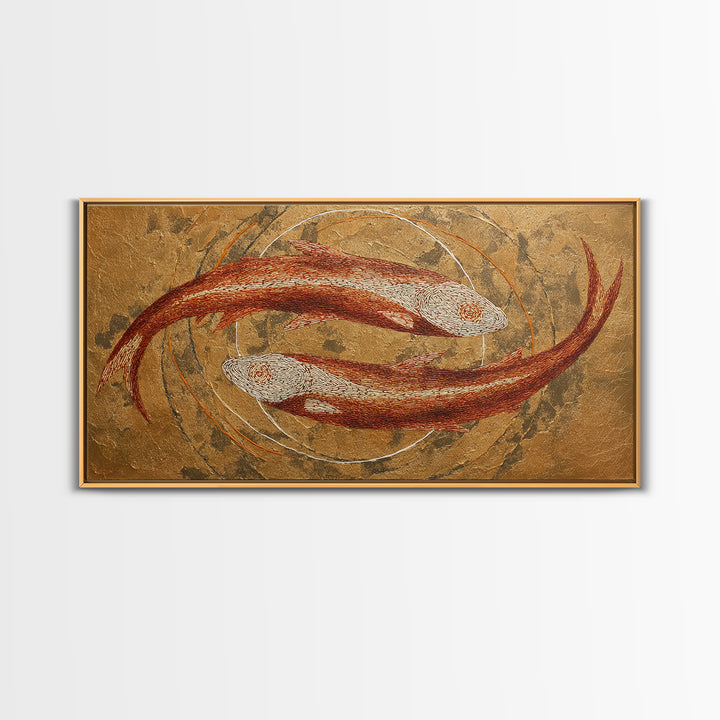 Continuous Line Fish Framed Canvas Print, Line Art, Wall Decor, Living Room Decor, Line, Boho Decor, Living Room Wall Art, LIN-2x1-40