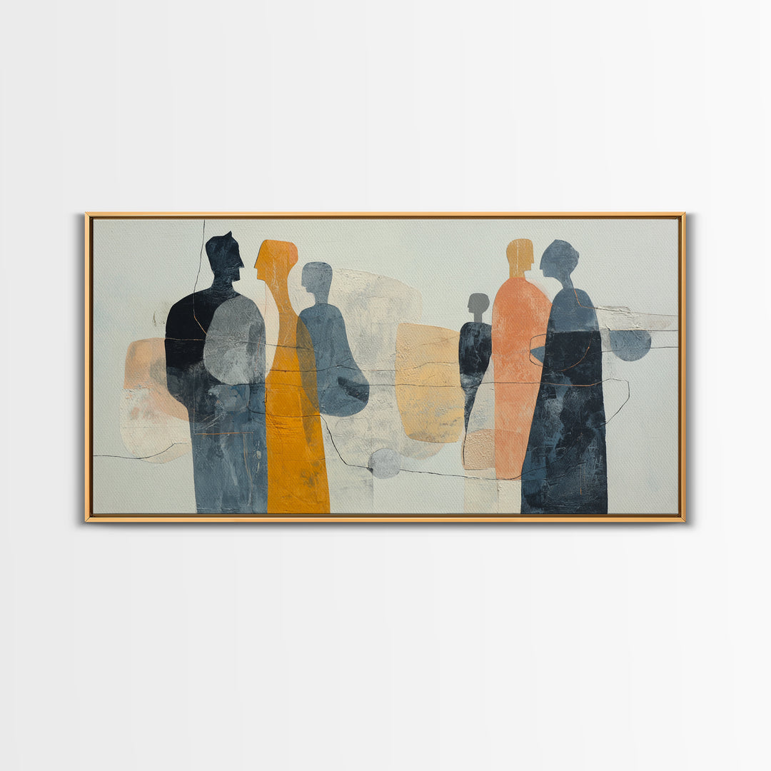 Abstract Family Figures Canvas Print, Line Art, Minimalist Decor, Living Room Decor, Line, Boho Wall Art, Wall Art Print, LIN-2x1-44