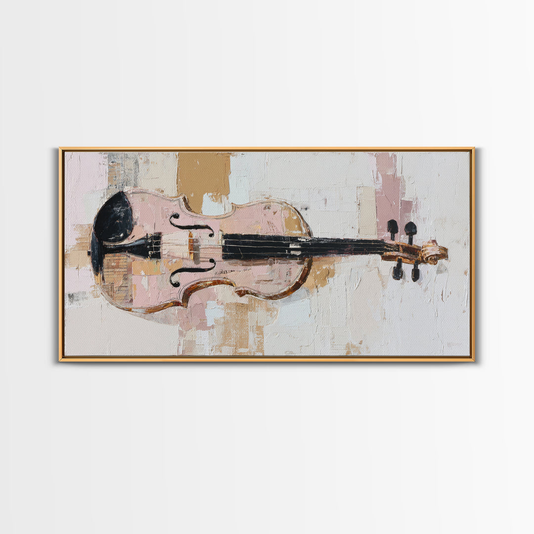 Single Line Violin and Bow Framed Canvas Print, Line Art, Statement Artwork, Living Room Decor, Fine Art, Line, Custom Portrait, LIN-2x1-67