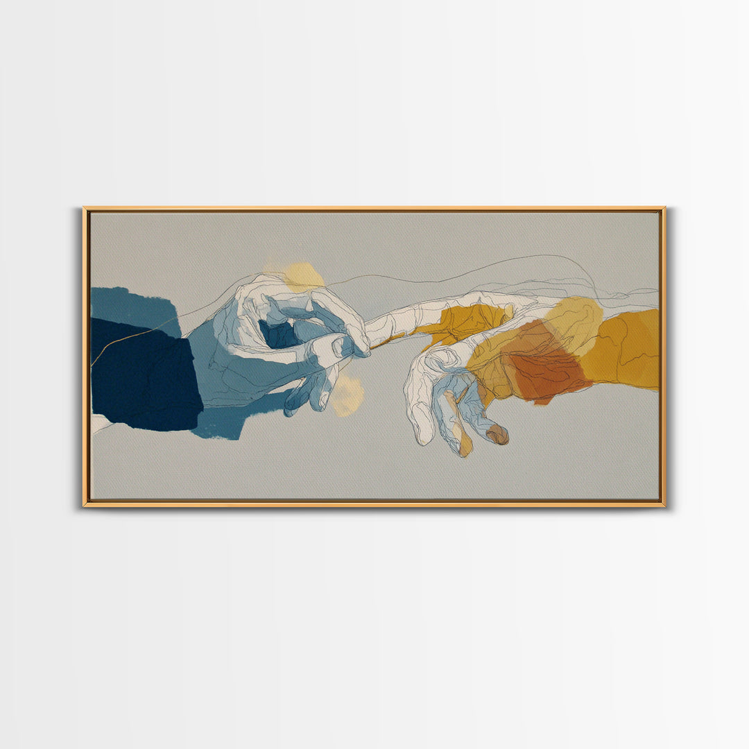 Two Hands Nearly Touching Canvas Print, Line Art, Minimalist Wall Art, Living Room Decor, Abstract Art, Line, Fine Art Print, LIN-2x1-73