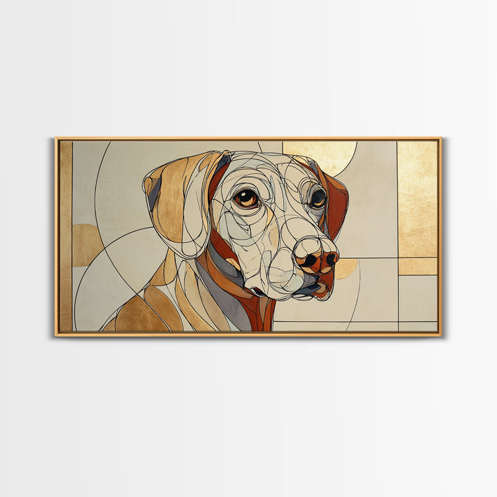 Continuous Line Dog Portrait Framed Canvas Print, Line Art, Living Room Decor, Line, Portrait from Photo, Living Room Art, LIN-2x1-9