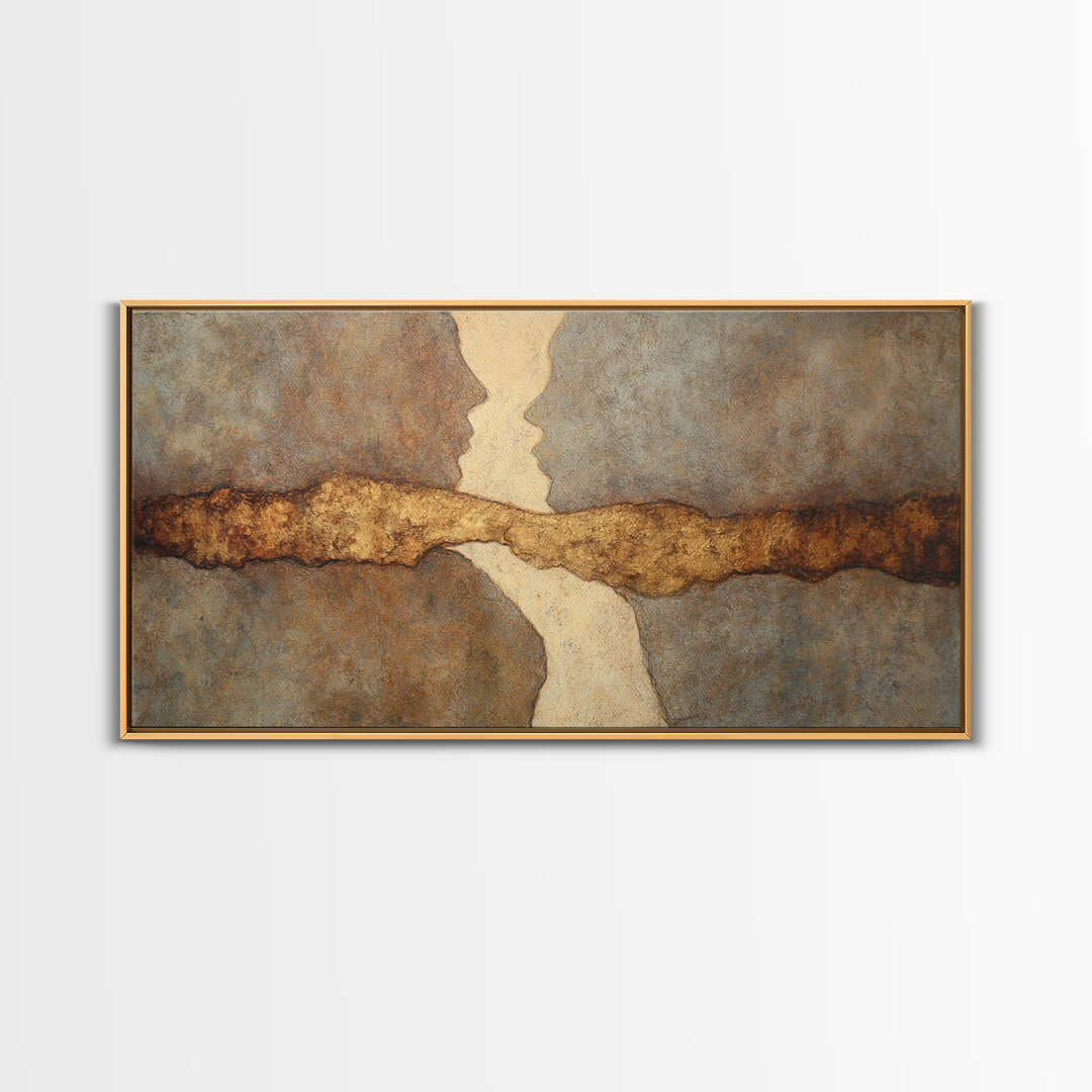 Single Line Couple Embracing Softly Canvas Print, Line Art, Wall Art Print, Living Room Decor, Fine Art, Line, Gallery Wall Set, LIN-2x1-94