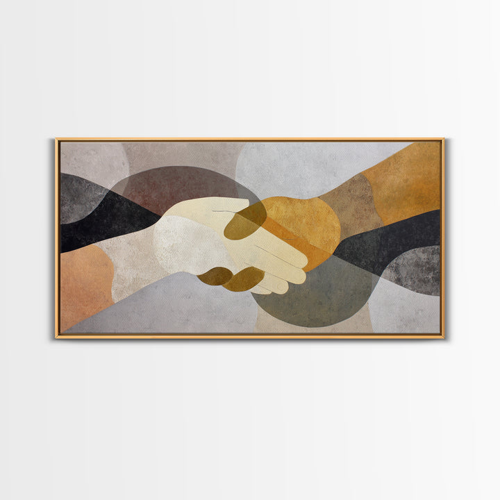Two Hands Nearly Touching Framed Canvas Print, Line Art, Bird Wall Art, Living Room Decor, Abstract Art, Line, LIN-2x1-97