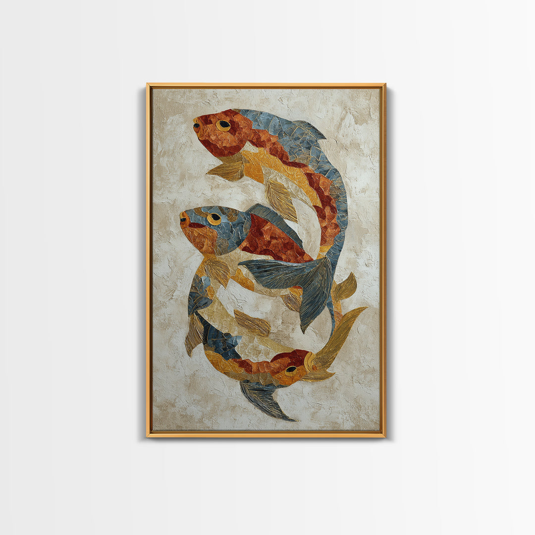 Continuous Line Fish Framed Canvas Print, Line Art, Boho Decor, Living Room Decor, Abstract Art, Line, Minimalist Art, LIN-2x3-100
