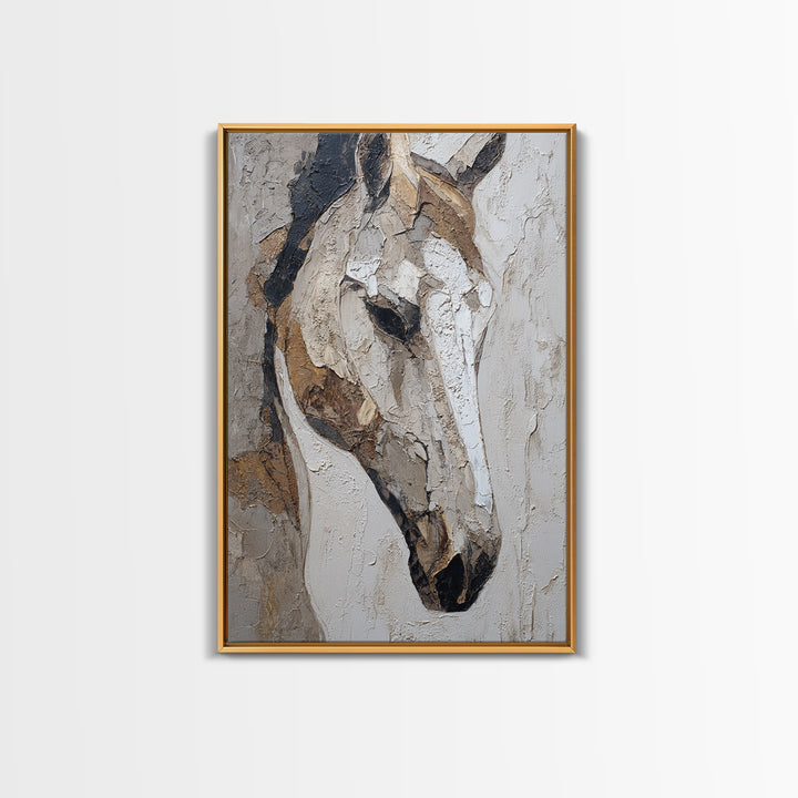 Abstract Horse Formed from Graceful Contour Framed Canvas Print, Line Art, Boho Decor, Living Room Decor, Fine Art, Line, LIN-2x3-12