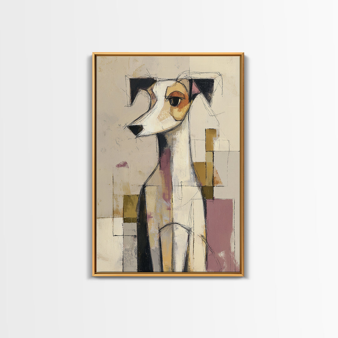 Continuous Line Dog Portrait Framed Canvas Print, Line Art, Boho Wall Decor, Living Room Decor, Line, Black and White Art, LIN-2x3-21