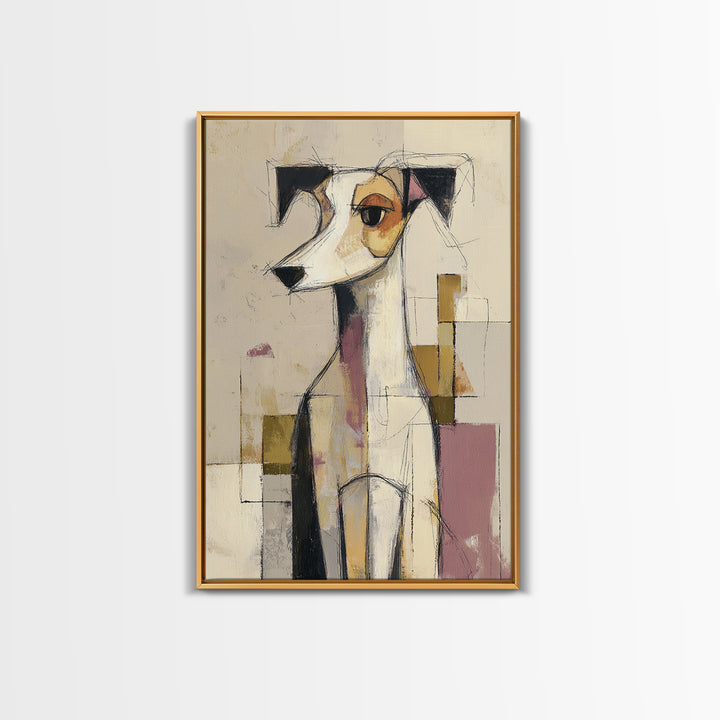 Continuous Line Dog Portrait Framed Canvas Print, Line Art, Boho Wall Decor, Living Room Decor, Line, Black and White Art, LIN-2x3-21