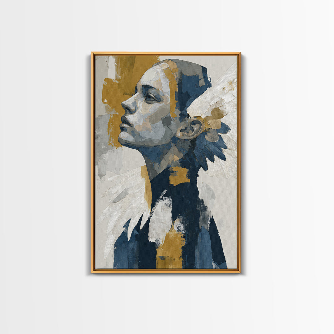 Minimal Angel Wing Contour Canvas Print, Line Art, Canvas Print, Living Room Decor, Abstract Art, Line, Modern Decor, LIN-2x3-29