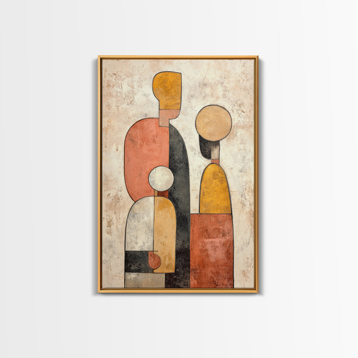 Abstract Family Figures Framed Canvas Print, Line Art, Printable Wall Art, Living Room Decor, Fine Art, Line, Modern Art, LIN-2x3-56