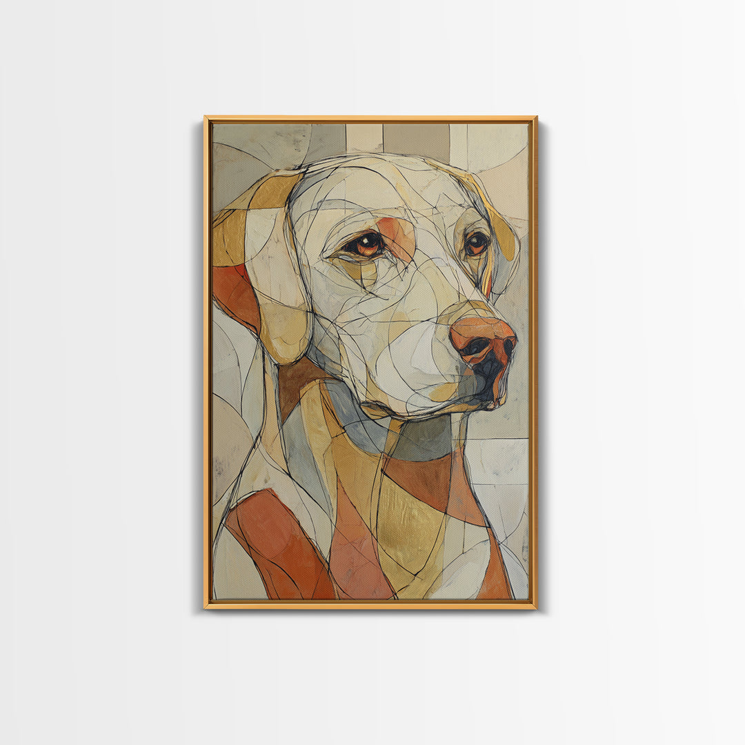 Continuous Line Dog Portrait Framed Canvas Print, Line Art, Bird Wall Art, Living Room Decor, Fine Art, Line, Textured Painting, LIN-2x3-69