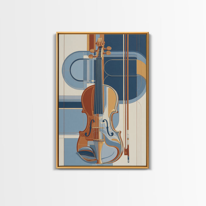 Single Line Violin and Bow Canvas Print, Line Art, Gallery Wall Set, Living Room Decor, Abstract Art, Line, Textured Painting, LIN-2x3-79