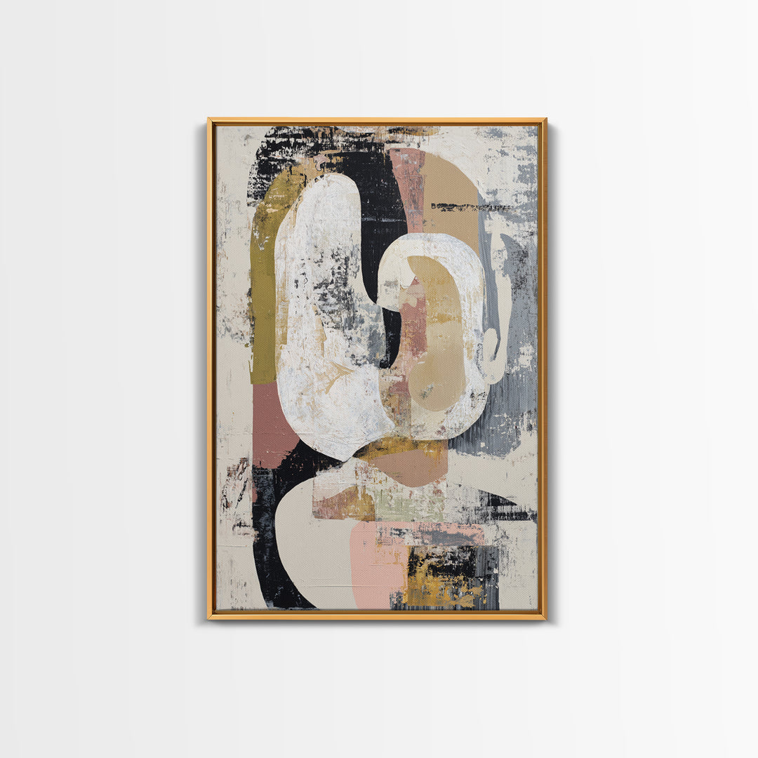 Abstract Horse Formed from Graceful Contour Framed Canvas Print, Line Art, Wall Art, Living Room Decor, Abstract Art, Line, LIN-2x3-84