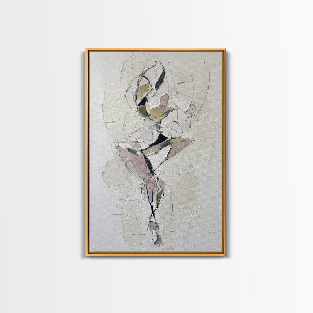 Continuous Line Dancer Framed Canvas Print, Line Art, Textured Painting, Living Room Decor, Fine Art, Line, Canvas Art, LIN-2x3-87