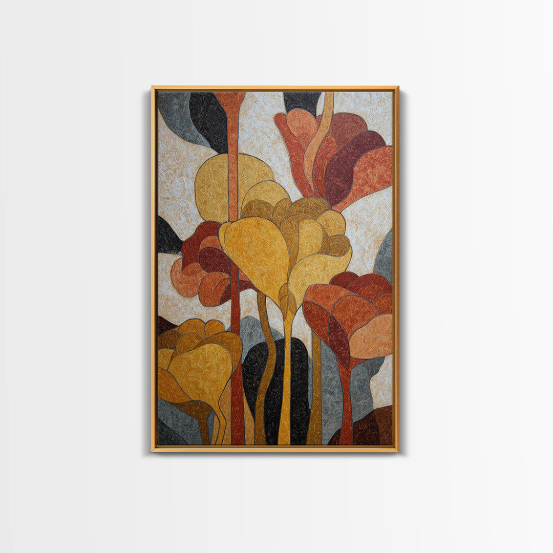 Face and Flower Blended into One Contour Framed Canvas Print, Line Art, Bird Wall Art, Living Room Decor, Fine Art, Line, LIN-2x3-88