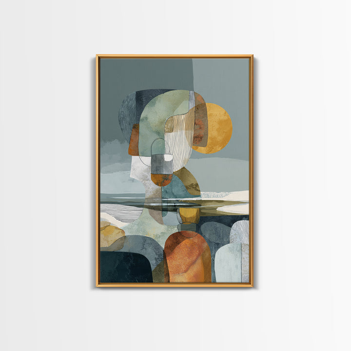 Line Art Shell and Coastal Forms Canvas Print, Line Art, Minimalist Decor, Living Room Decor, Abstract Art, Line, Boho Wall Art, LIN-2x3-95