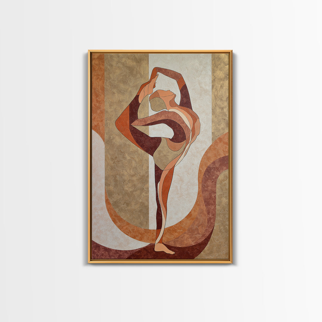 Single Line Yoga Pose Framed Canvas Print, Line Art, Black and White Art, Living Room Decor, Abstract Art, Line, LIN-2x3-97