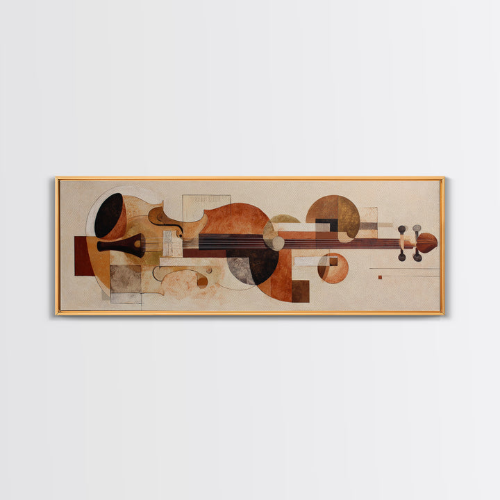 Single Line Violin and Bow Framed Canvas Print, Line Art, Statement Artwork, Living Room Decor, Fine Art, Line, Custom Portrait, LIN-3x1-15