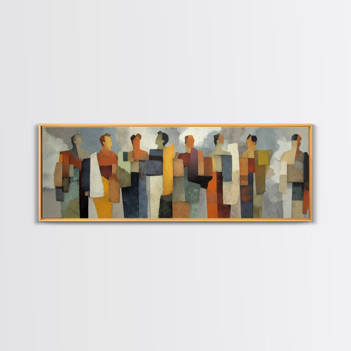 Abstract Family Figures Canvas Print, Line Art, Jesus Wall Art, Living Room Decor, Fine Art, Line, Statement Artwork, LIN-3x1-16