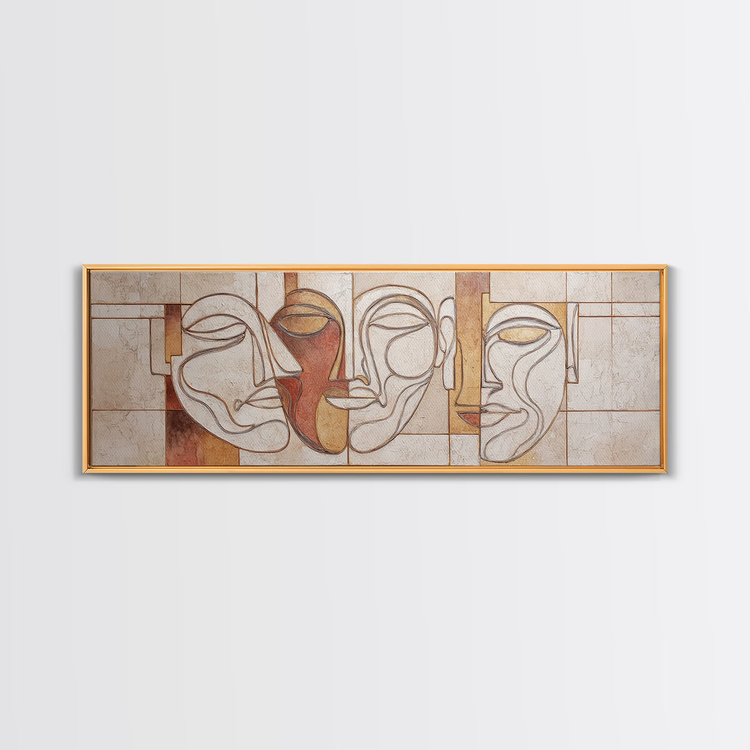Continuous Line Female Face Canvas Print, Line Art, Art Print, Living Room Decor, Fine Art, Line, Printable Wall Art, LIN-3x1-41