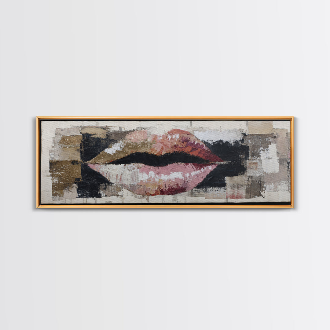 Abstract Lips and Hand Fashion Sketch Framed Canvas Print, Line Art, Gallery Wall Art, Living Room Decor, Fine Art, Line, LIN-3x1-58