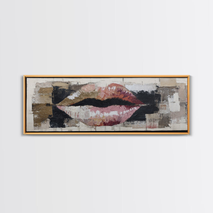 Abstract Lips and Hand Fashion Sketch Framed Canvas Print, Line Art, Gallery Wall Art, Living Room Decor, Fine Art, Line, LIN-3x1-58