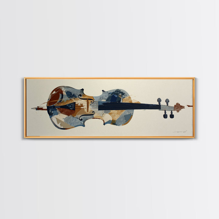 Single Line Violin and Bow Framed Canvas Print, Line Art, Wall Decor, Living Room Decor, Abstract Art, Line, Boho Decor, LIN-3x1-63