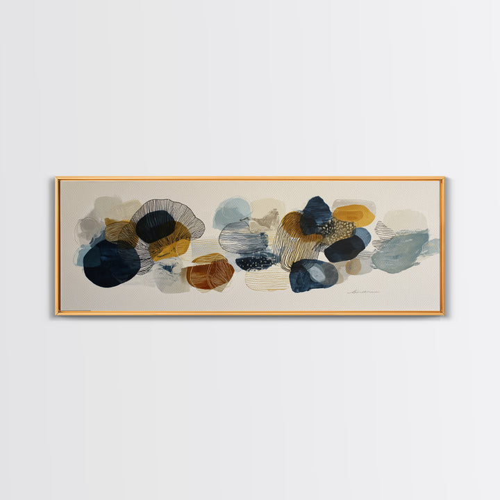 Line Art Shell and Coastal Forms Framed Canvas Print, Line Art, Room Decor, Living Room Decor, Abstract Art, Line, LIN-3x1-7